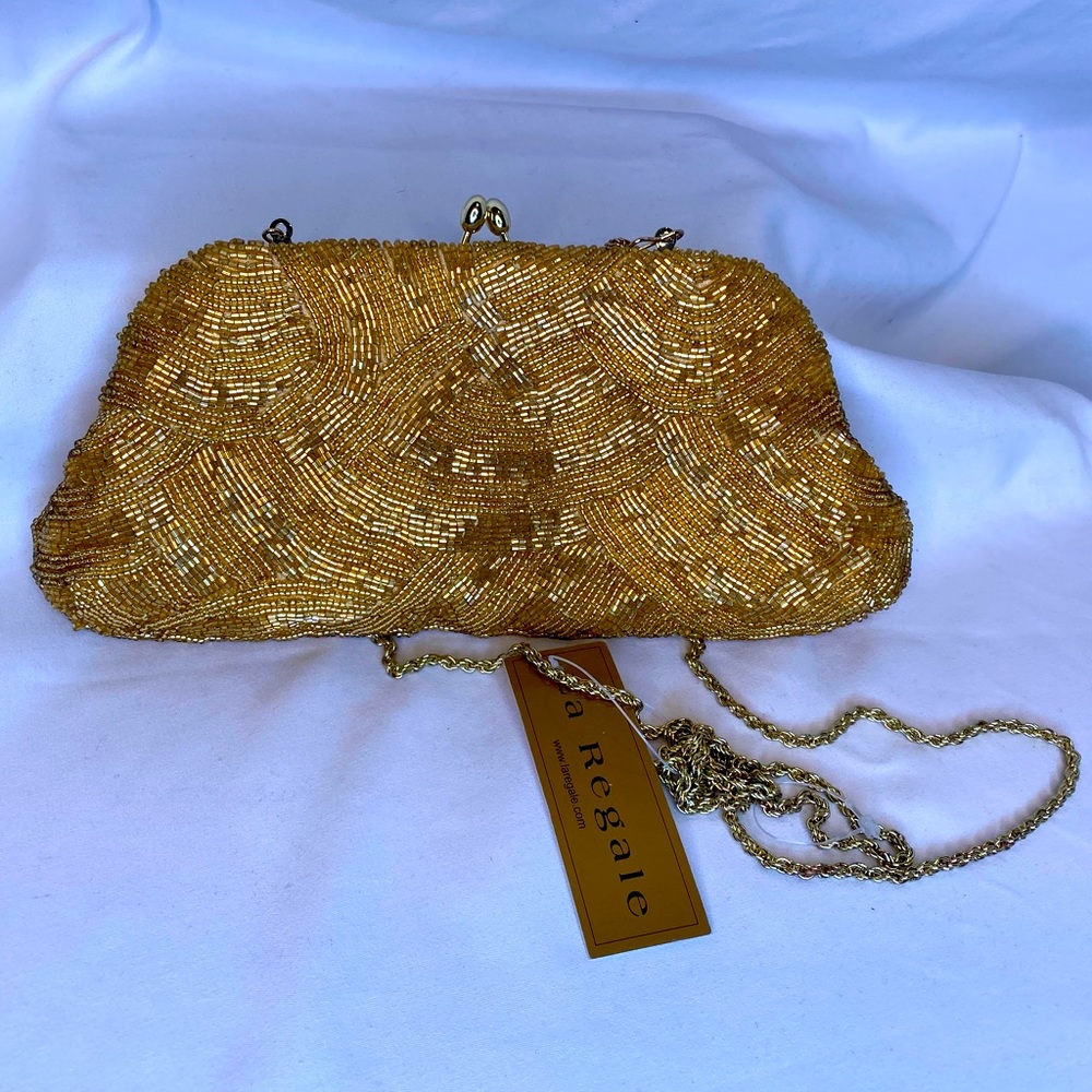 Gold beaded Clutch by La Regale